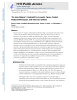 "Do unto others"? Distinct psychopathy facets predict reduced perception and tolerance of pain.