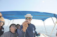 Dr. Hermkind holding aquatic worm