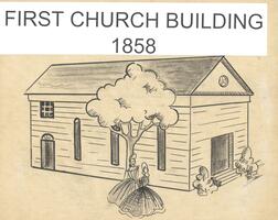 Drawing of the first church building, First Baptist Church, Tallahassee, Fla.